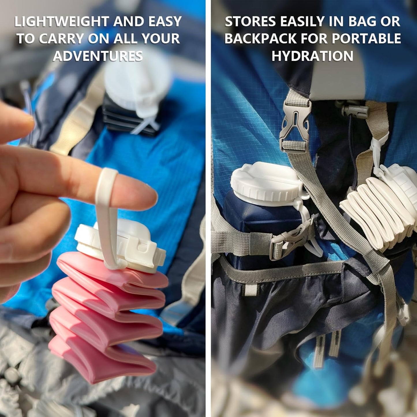 Collapsible Water Bottles with Straw 20.6Oz, Silicone Foldable Portable Water Bottle, Bpa-Free, Leakproof Reusable for Travel Camping Hiking Cycling Yoga Sports, 1 Pack (Pink)