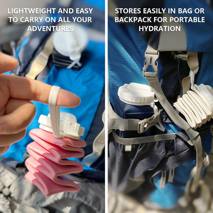 Collapsible Water Bottles with Straw 20.6Oz, Silicone Foldable Portable Water Bottle, Bpa-Free, Leakproof Reusable for Travel Camping Hiking Cycling Yoga Sports, 1 Pack (Pink)