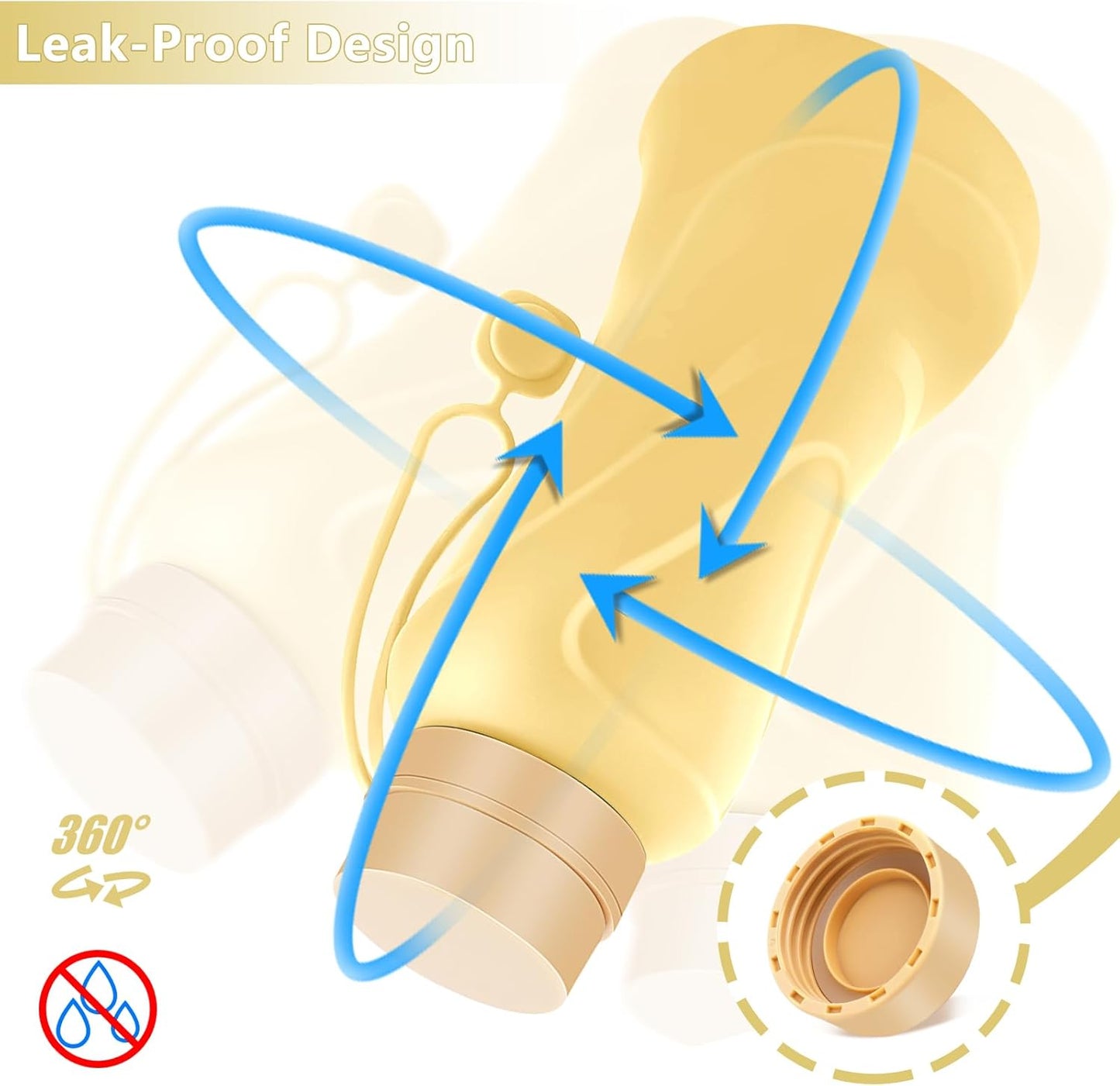 Collapsible Water Bottles,650Ml,Leak Proof,Reuseable BPA Free Silicone Foldable Water Bottles,Durable Lightweight for Travel Gym Camping Hiking,Compact Size Portable Sports Water Bottle (Yellow)