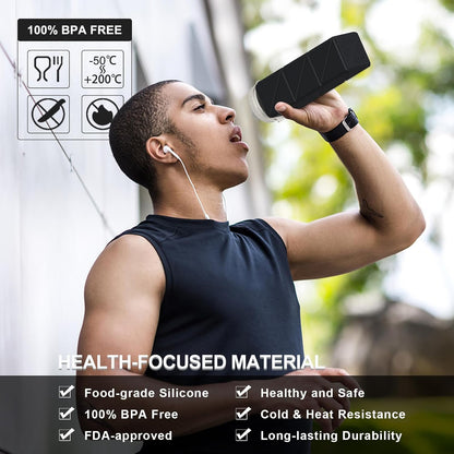 Collapsible Water Bottles 20.6Oz, Silicone Foldable Portable Travel Water Bottle, Bpa-Free, Leakproof Reusable for Traveling Camping Hiking Cycling Yoga Sports Outdoor, 1 Pack (Black)