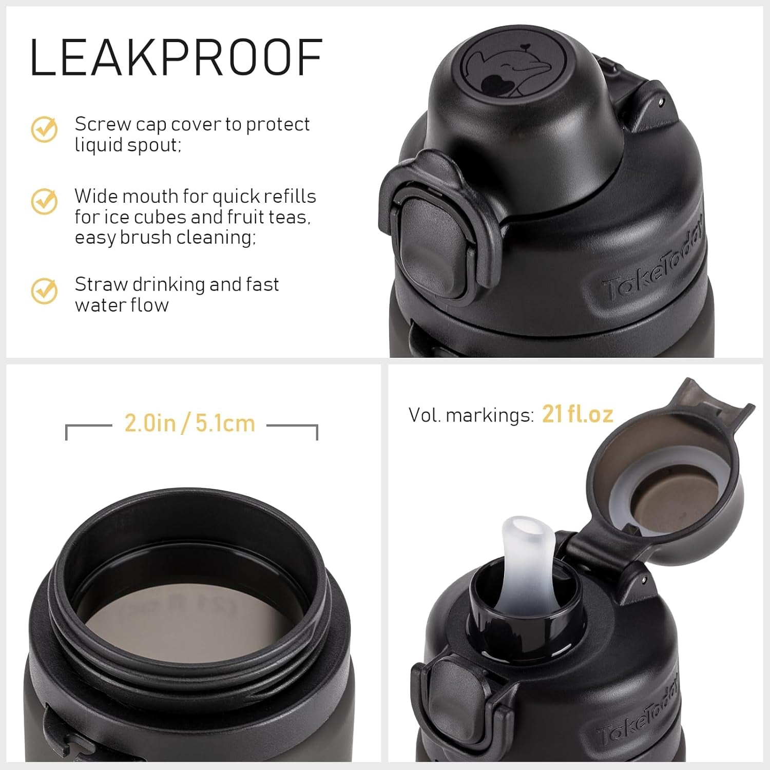 Collapsible Water Bottles 20Oz, Leak Proof, Bpa-Free, Foldable Silicone Travel Water Bottle with Straw Strap for Cycling, Hiking, Outdoors