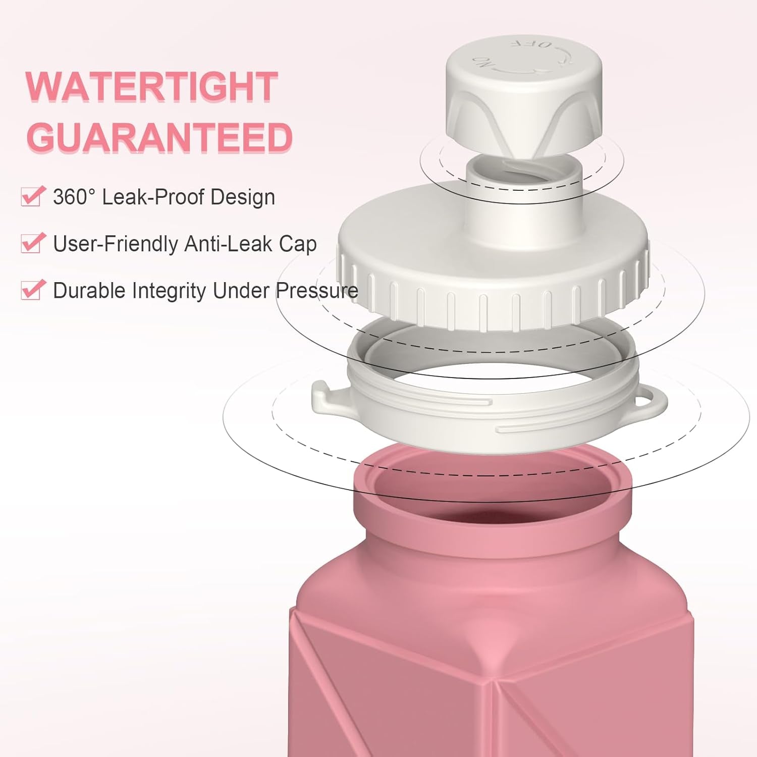 Collapsible Water Bottles 20.6Oz, Silicone Foldable Portable Travel Water Bottle, Bpa-Free, Leakproof Reusable for Traveling Camping Hiking Cycling Yoga Sports Outdoor, 1 Pack (Pink)