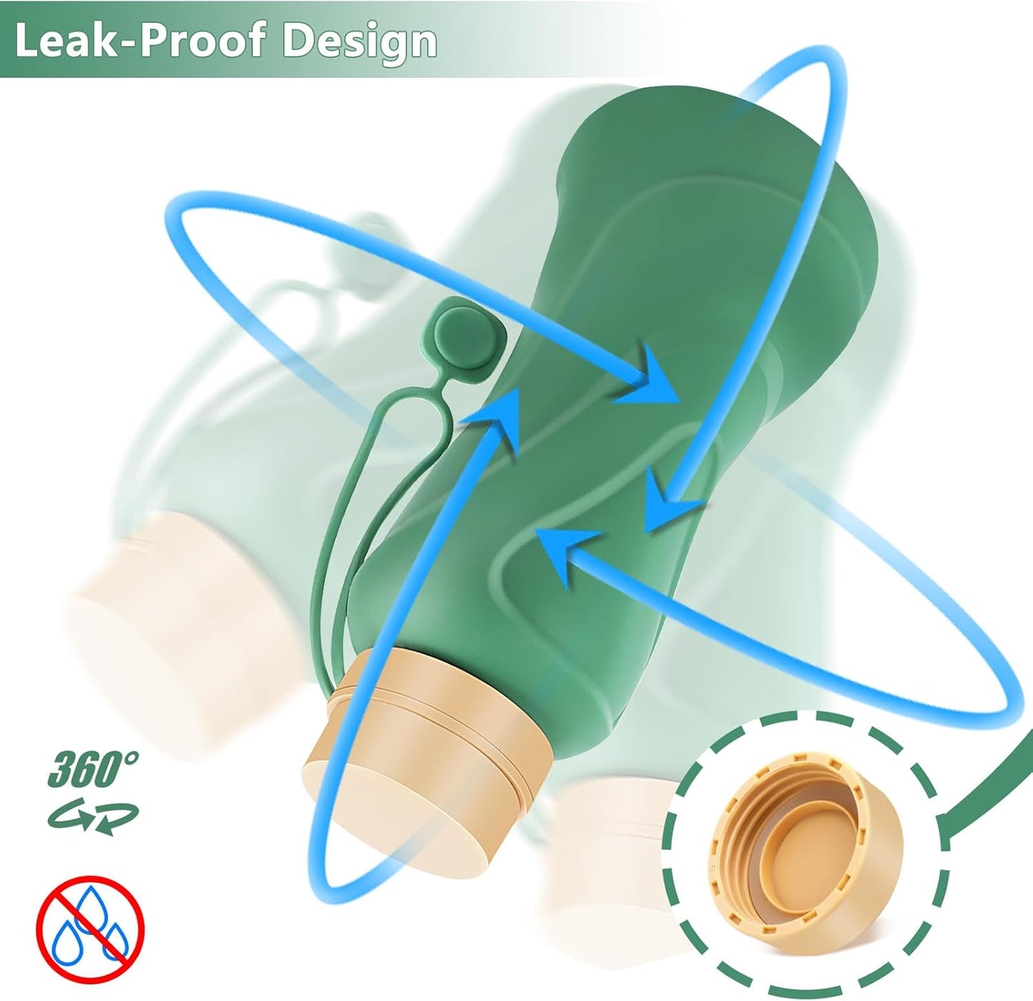 Collapsible Water Bottles,650Ml,Leak Proof,Reuseable BPA Free Silicone Foldable Water Bottles,Durable Lightweight for Travel Gym Camping Hiking,Compact Size Portable Sports Water Bottle (Green)