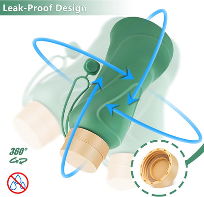 Collapsible Water Bottles,650Ml,Leak Proof,Reuseable BPA Free Silicone Foldable Water Bottles,Durable Lightweight for Travel Gym Camping Hiking,Compact Size Portable Sports Water Bottle (Green)